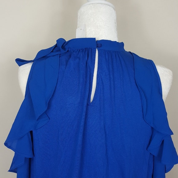 LOFT | Ruffle Cold Shoulder Mixed Top - Picture 7 of 8